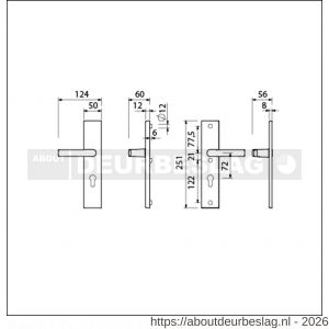 Ami VHB 251/50 veiligheidslangschild SKG*** VHB 251/50 buiten en binnen profielcilinder PC 72 deurkruk 332 F2 deurdikte 38-42 mm - R10901452 - afbeelding 2