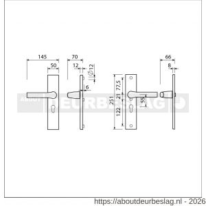 Ami VHB 251/50-379 veiligheids Rotaveer kruk-kruk langschildgarnituur SKG*** VHB deurkruk 379 Rota 251/50 profielcilinder PC 55 F1 en deurkruk 379 Rota 251/50 profielcilinder PC 55 deurdikte 38-42 mm - R10900928 - afbeelding 2