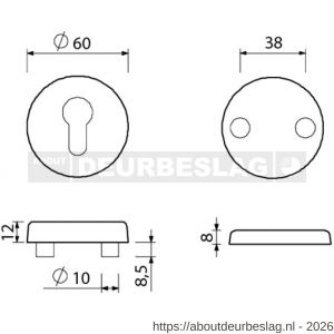 Ami VHB rond rozet veiligheidsrozet SKG*** VHB rozet rond buiten profielcilinder PC en binnen blind F1 deurdikte 38-42 mm - R10901539 - afbeelding 2