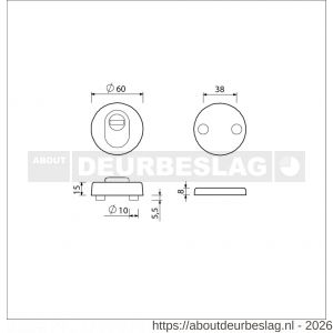 Ami VHB rond rozet KT veiligheidsrozet SKG*** VHB rozet rond buiten 15 mm KT en binnen blind F1 deurdikte 38-42 mm - R10901550 - afbeelding 2