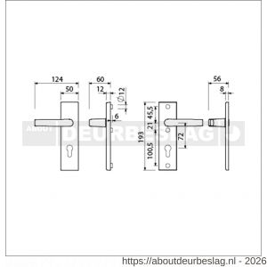 Ami VHB 193/50 veiligheidskortschild SKG*** VHB 193/50 buiten en binnen profielcilinder PC 72 en deurkruk 332 F1 deurdikte 38-42 mm - R10901349 - afbeelding 2