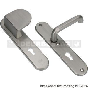 Ami VHB 250/50/1-90/83 veiligheidsvoordeur-duwerlangschildgarnituur SKG*** Archi Design ovaal VHB 250/50/1 profielcilinder PC 55 deurduwer 90/83 rechts en deurkruk 356 Irox deurdikte 38-42 mm - R10901027 - afbeelding 1