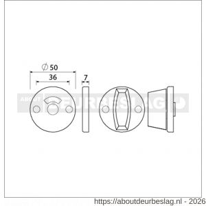 Ami 3 RH vrij- en bezetrozet aluminium rond toilet- en badkamersluiting WC 8 mm F1 - R10900497 - afbeelding 2