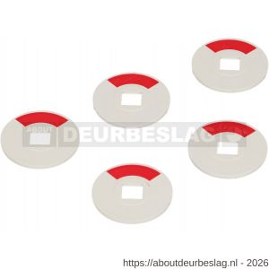 Ami deurbeslag indicatieplaatje kunststof rood-wit 5 mm vlak stiftontsluiting 1/4 rood set 5 stuks - R10900218 - afbeelding 1