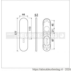 Ami 177/1 Klik kortschild aluminium zonder krukgat sleutelgat SLG 56 F1 - R10900530 - afbeelding 2