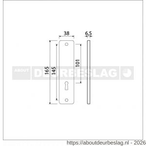 Ami 165/4 RH kortschild aluminium rondhoek zonder krukgat sleutelgat SLG 56 F1 - R10900509 - afbeelding 2
