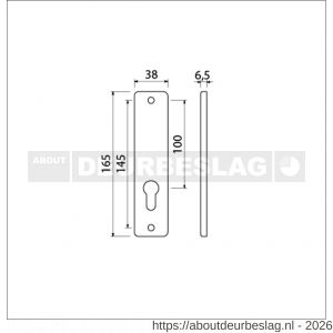 Ami 165/4 RH kortschild aluminium rondhoek zonder krukgat profielcilinder PC 55 F1 - R10900510 - afbeelding 2