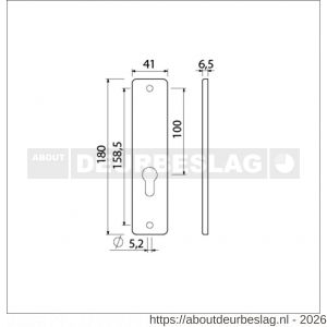Ami 180/41 RH kortschild aluminium rondhoek zonder krukgat profielcilinder PC 55 zwart RAL 9005 structuur finish - R10900585 - afbeelding 2