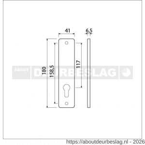 Ami 180/41 RH kortschild aluminium rondhoek zonder krukgat profielcilinder PC 72 F2 - R10900573 - afbeelding 2