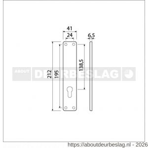 Ami 212/41 RH langschild aluminium rondhoek zonder krukgat profielcilinder PC 72 F1 - R10900637 - afbeelding 2