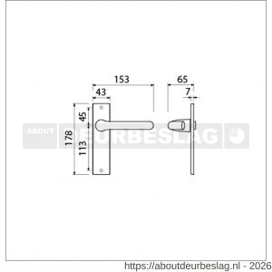 Ami KS 178/43-386 kruk-kruk garnituur deurkruk 386 Rota kortschild 178/43 blind F1 - R10900117 - afbeelding 2