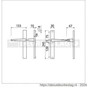 Ami 245/30-357 smalschild-kruk-kruk garnituur deurkruk 357 vastdraaibaar 245/30 blind M5/R6,5 F1 deurdikte 53-57 mm - R10900144 - afbeelding 2