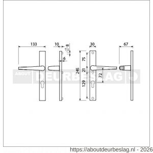Ami 245/30-357 smalschild-kruk-kruk garnituur deurkruk 357 vastdraaibaar 245/30 profielcilinder PC 72 M5/R6,5 F1 deurdikte 53-57 mm - R10900147 - afbeelding 2