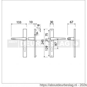 Ami 245/30-357 smalschild-kruk-kruk garnituur deurkruk 357 vastdraaibaar 245/30 profielcilinder PC 87 M5/R6,5 F1 deurdikte 53-57 mm - R10900148 - afbeelding 2