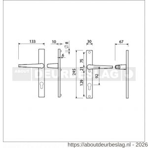 Ami 245/30-357 smalschild-kruk-kruk garnituur deurkruk 357 vastdraaibaar 245/30 profielcilinder PC 92 M5/R6,5 F1 deurdikte 53-57 mm - R10900149 - afbeelding 2