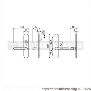 Ami VHB 250/15-386 KT senioren veiligheids Rotaveer kruk-kruk langschildgarnituur SKG*** kerntrekbeveiliging ovaal omkeer VHB 386 Rota250/50/15 kerntrek KT 72 omkeer en profielcilinder PC 72 omkeer F1 deurdikte 38-42 mm - R10901212 - afbeelding 2