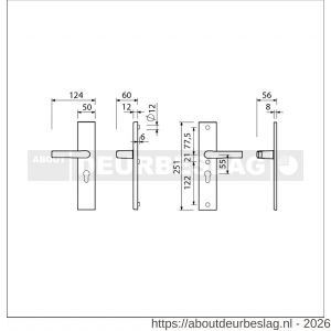 Ami VHB 251/50 veiligheidslangschild SKG*** VHB 251/50 buiten en binnen profielcilinder PC 55 deurkruk 332 F1 deurdikte 38-42 mm - R10901411 - afbeelding 2
