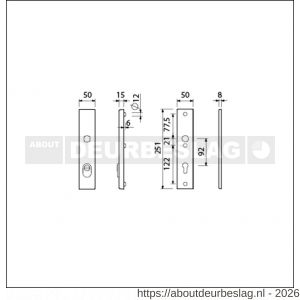 Ami VHB 251/15 KT veiligheidslangschild SKG*** kerntrekbeveiliging VHB 251/50/15 buiten kerntrek KT 92 en binnen profielcilinder PC 92 F1 deurdikte 38-42 mm - R10901515 - afbeelding 2