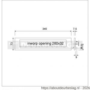 Ami TA briefplaat met valklep zonder veer aluminium F1 deurdikte 38-42 mm - R10900044 - afbeelding 2