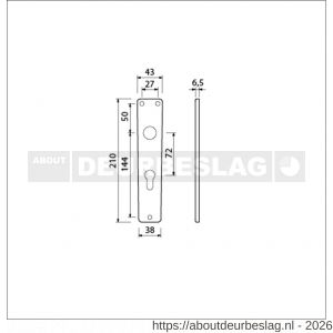 Ami 218/3 RH langschild aluminium rondhoek profielcilinder PC 72 F2 - R10900664 - afbeelding 2