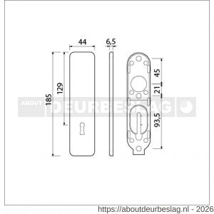 Ami 185/44 Klik kortschild aluminium zonder krukgat sleutelgat SLG 72 F1 - R10901735 - afbeelding 2