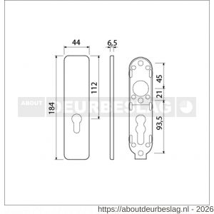 Ami 185/44 Klik kortschild aluminium zonder krukgat profielcilinder PC 55 F1 - R10900596 - afbeelding 2