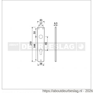 Ami 218/3 RH langschild aluminium rondhoek profielcilinder PC 85 F2 - R10900665 - afbeelding 2