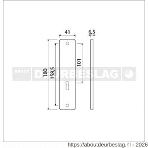 Ami 180/41 RH kortschild aluminium rondhoek zonder krukgat sleutelgat SLG 56 zwart RAL 9005 structuur finish - R10900584 - afbeelding 2