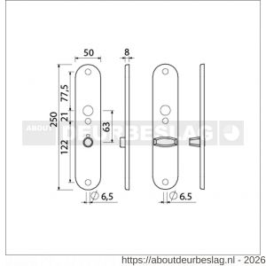 Ami 250/50/8/1 langschild aluminium toilet- en badkamersluiting WC 8x63 mm F1 R6,5/R7,3 - R10900679 - afbeelding 2