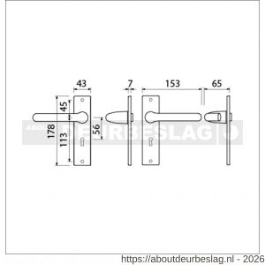 Ami KS 178/43-386 kruk-kruk garnituur deurkruk 386 Rota kortschild 178/43 sleutelgat SLG 56 F1 deurdikte 38-42 mm - R10900112 - afbeelding 2