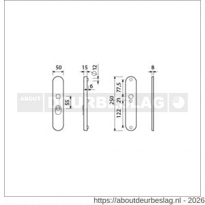 Ami VHB 250/15 KT veiligheidslangschild SKG*** kerntrekbeveiliging ovaal VHB 250/50/15 buiten kerntrek KT 55 en binnen blind F1 deurdikte 38-42 mm - R10901468 - afbeelding 2