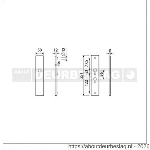 Ami VHB 251/50 veiligheidslangschild SKG*** VHB 251/50 buiten blind en binnen profielcilinder PC 55 F2 deurdikte 38-42 mm - R10901433 - afbeelding 2