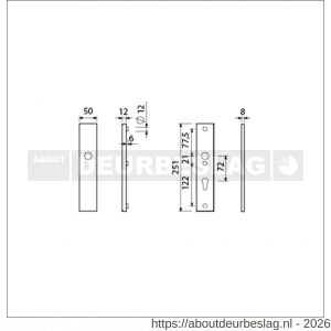 Ami VHB 251/50 veiligheidslangschild SKG*** VHB 251/50 buiten blind en binnen profielcilinder PC 72 F2 deurdikte 38-42 mm - R10901434 - afbeelding 2