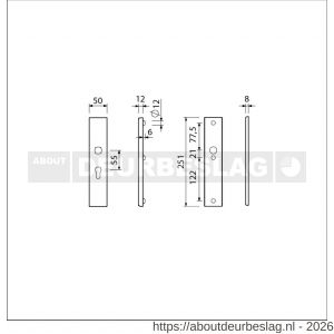 Ami VHB 251/50 veiligheidslangschild SKG*** VHB 251/50 buiten profielcilinder PC 55 en binnen blind F1 deurdikte 38-42 mm - R10901413 - afbeelding 2