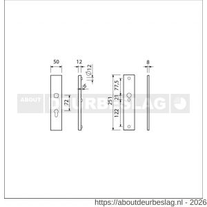 Ami VHB 251/50 veiligheidslangschild SKG*** VHB 251/50 buiten profielcilinder PC 72 en binnen blind F1 deurdikte 38-42 mm - R10901419 - afbeelding 2