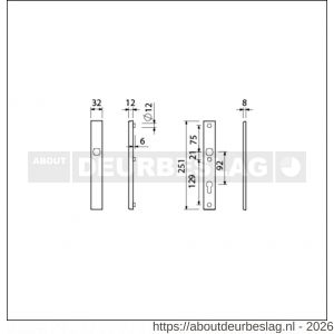 Ami VHB 251/32 veiligheidssmalschild SKG** VHB 251/32 buiten blind en binnen profielcilinder PC 92 F1 deurdikte 53-57 mm - R10901564 - afbeelding 2