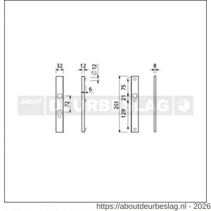 Ami VHB 251/32 veiligheidssmalschild SKG** VHB 251/32 buiten profielcilinder PC 72 en binnen blind F1 deurdikte 53-57 mm - R10901566 - afbeelding 2