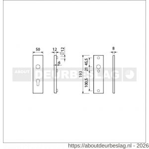 Ami VHB 193/50 veiligheidskortschild SKG*** VHB 193/50 buiten profielcilinder PC 72 en binnen blind F2 deurdikte 38-42 mm - R10901366 - afbeelding 2