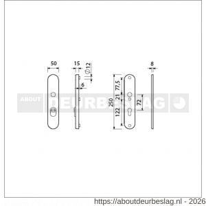 Ami VHB 250/15 KT veiligheidslangschild SKG*** kerntrekbeveiliging ovaal buitenlangschild 250/50/15 kerntrek KT 72 F1 - R10901481 - afbeelding 2