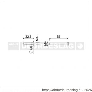 Ami deurbeslag patentbout compleet met huls ijzer vernikkeld M4x55 mm schroef en borging set 2 stuks - R10901770 - afbeelding 2