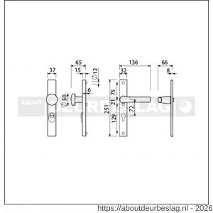Ami VHB 251/37-169/50 KT veiligheids Rotaveer knop-kruk smalschildgarnituur SKG*** kerntrekbeveiliging VHB 251/37 kerntrek KT 72 knop 169/50 F1 en deurkruk 379 Rota 251/32 profielcilinder PC 72 deurdikte 53-57 mm - R10901615 - afbeelding 2
