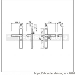 Ami VHB 251/37-379 KT veiligheids Rotaveer kruk-kruk smalschildgarnituur SKG*** kerntrekbeveiliging VHB en deurkruk 379 Rota 251/37 kerntrek KT 55 F1 en deurkruk 379 Rota 251/32 profielcilinder PC 55 deurdikte 53-57 mm - R10901619 - afbeelding 2