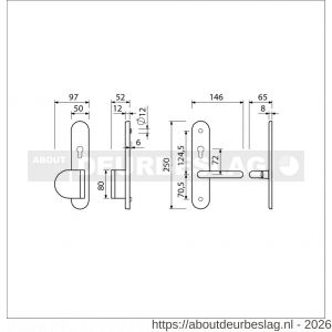 Ami VHB 250/50/1-90/83 senioren veiligheidsvoordeur-duwerlangschildgarnituur SKG** Archi Design ovaal omkeer VHB 250/50/1 profielcilinder PC 72 omkeer deurduwer 90/83 links en deurkruk 356 Irox deurdikte 38-42 mm - R10900815 - afbeelding 2