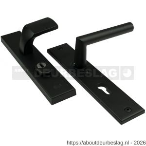 Ami VHB 251/15-144 KT veiligheidsvoordeur-knoplangschildgarnituur SKG*** kerntrekbeveiliging VHB 251/15 kerntrek KT 72 knop 144 en deurkruk 374 profielcilinder PC 72 zwart RAL 9005 structuur deurdikte 53-57 mm - R10901788 - afbeelding 1