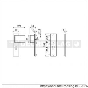 Ami VHB 193/50-90/60 veiligheidsvoordeur-duwerkortschildgarnituur SKG*** VHB 193/50 deurduwer 90/60 rechts buiten en binnen profielcilinder PC 55 zonder deurkruk F1 deurdikte 38-42 mm - R10900935 - afbeelding 2