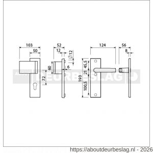 Ami VHB 193/50-90/60 veiligheidsvoordeur-duwerkortschildgarnituur SKG*** VHB 193/50 deurduwer 90/60 links buiten profielcilinder PC 72 en binnen blind deurkruk 332 F2 deurdikte 38-42 mm - R10901782 - afbeelding 2