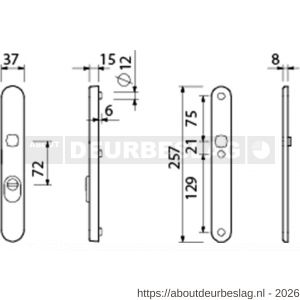 Ami VHB 257/37/2 KT veiligheidssmalschild SKG*** kerntrekbeveiliging ovaal VHB 257/32/2 buiten kerntrek KT 72 en 257/32/2 binnen blind F1 deurdikte 53-57 mm - R10901667 - afbeelding 2