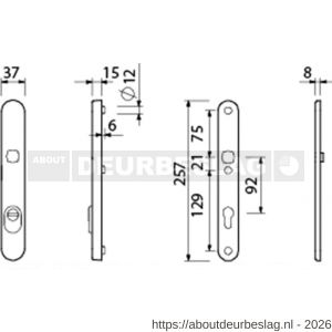 Ami VHB 257/37/2 KT veiligheidssmalschild SKG*** kerntrekbeveiliging ovaal VHB 257/32/2 buiten kerntrek KT 92 en 257/32/2 binnen profielcilinder PC 92 F1 deurdikte 53-57 mm - R10901666 - afbeelding 2