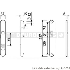 Ami VHB 257/37/2 KT veiligheidssmalschild SKG*** kerntrekbeveiliging ovaal VHB 257/32/2 buiten kerntrek KT 92 en 257/32/2 binnen blind F1 deurdikte 53-57 mm - R10901668 - afbeelding 2