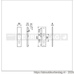 Ami VHB 251/50 veiligheidslangschild SKG*** VHB 251/50 buiten en binnen profielcilinder PC 92 F2 deurdikte 38-42 mm - R10901456 - afbeelding 2